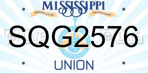 SQG2576 Mississippi License Plate