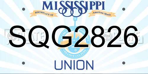 SQG2826 Mississippi License Plate