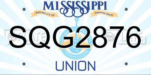 SQG2876 Mississippi License Plate