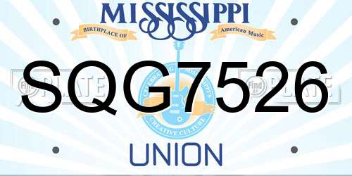 SQG7526 Mississippi License Plate