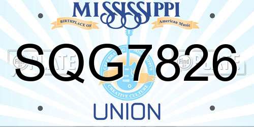 SQG7826 Mississippi License Plate