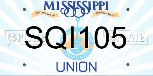 SQI105 Mississippi License Plate