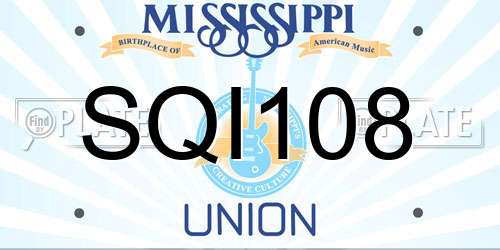 SQI108 Mississippi License Plate