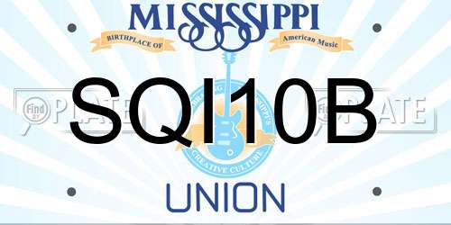 SQI10B Mississippi License Plate