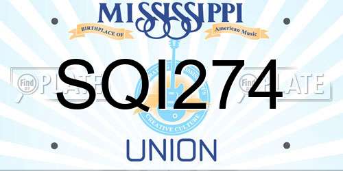 SQI274 Mississippi License Plate