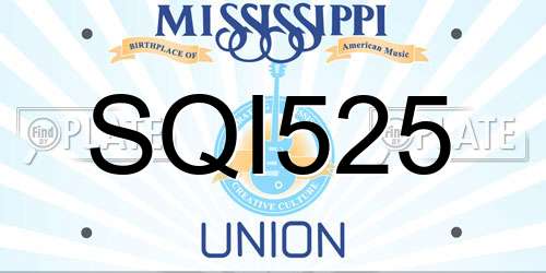 SQI525 Mississippi License Plate