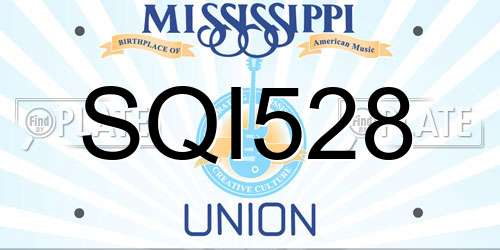 SQI528 Mississippi License Plate