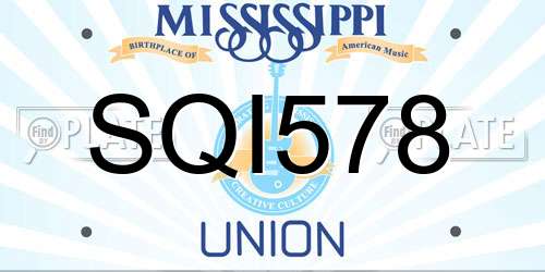 SQI578 Mississippi License Plate
