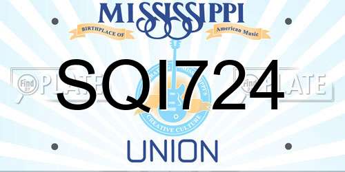 SQI724 Mississippi License Plate