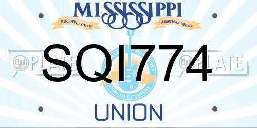 SQI774 Mississippi License Plate