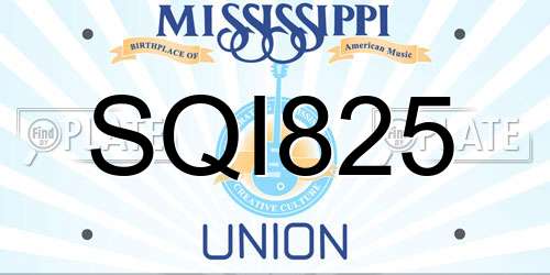 SQI825 Mississippi License Plate