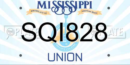 SQI828 Mississippi License Plate