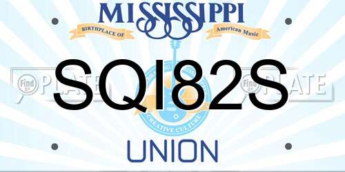 SQI82S Mississippi License Plate