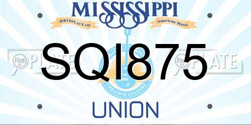 SQI875 Mississippi License Plate