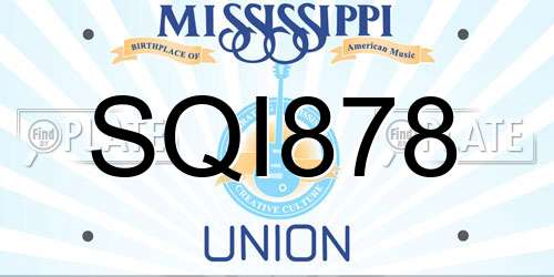 SQI878 Mississippi License Plate