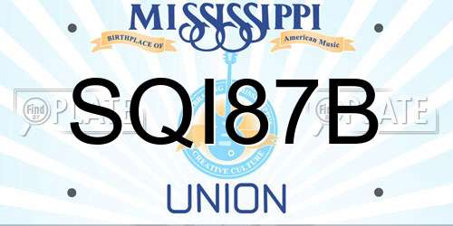 SQI87B Mississippi License Plate
