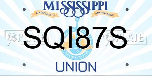 SQI87S Mississippi License Plate