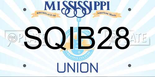 SQIB28 Mississippi License Plate
