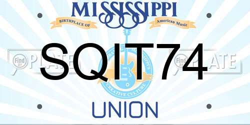 SQIT74 Mississippi License Plate