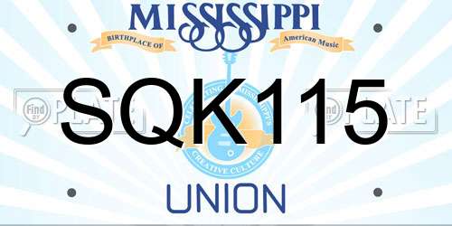 SQK115 Mississippi License Plate