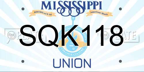 SQK118 Mississippi License Plate