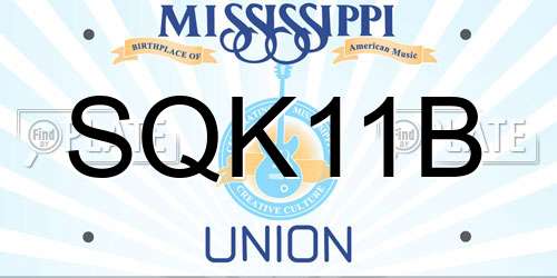 SQK11B Mississippi License Plate