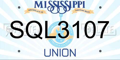 SQL3107 Mississippi License Plate