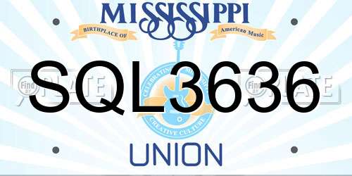 SQL3636 Mississippi License Plate