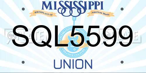 SQL5599 Mississippi License Plate