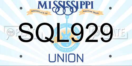 SQL929 Mississippi License Plate