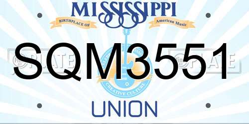 SQM3551 Mississippi License Plate