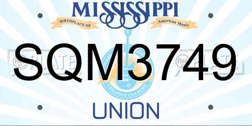 SQM3749 Mississippi License Plate