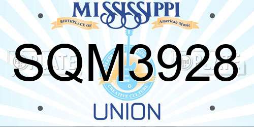 SQM3928 Mississippi License Plate