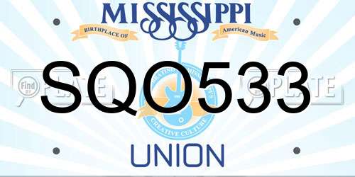 SQO533 Mississippi License Plate