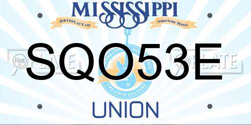 SQO53E Mississippi License Plate