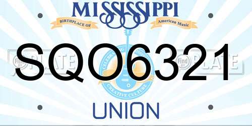 SQO6321 Mississippi License Plate