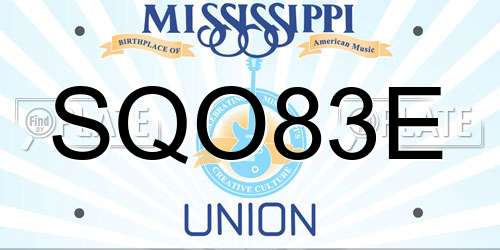 SQO83E Mississippi License Plate