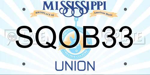 SQOB33 Mississippi License Plate