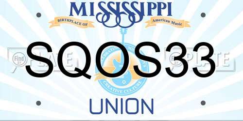 SQOS33 Mississippi License Plate