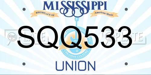 SQQ533 Mississippi License Plate