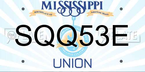 SQQ53E Mississippi License Plate
