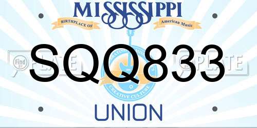 SQQ833 Mississippi License Plate