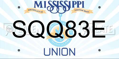 SQQ83E Mississippi License Plate