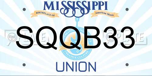 SQQB33 Mississippi License Plate