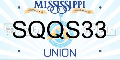 SQQS33 Mississippi License Plate