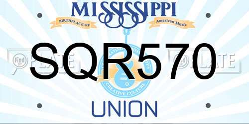 SQR570 Mississippi License Plate