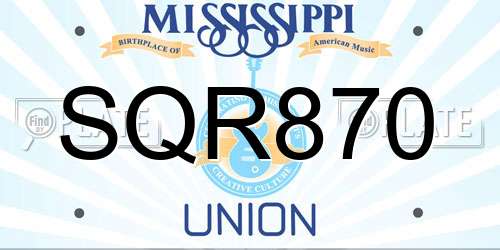SQR870 Mississippi License Plate