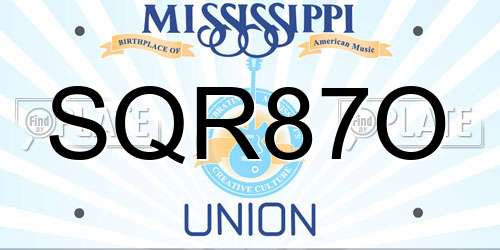 SQR87O Mississippi License Plate