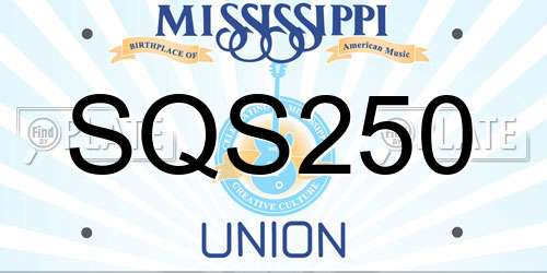 SQS250 Mississippi License Plate