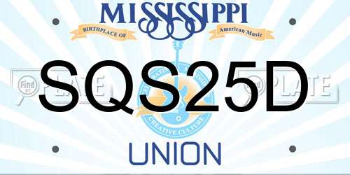 SQS25D Mississippi License Plate
